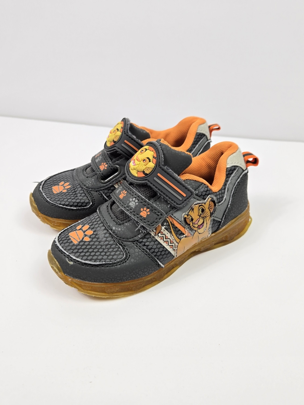 Rare Disney Lion King Simba Light Up Shoes Toddler 11.5 Black Orange Sneakers